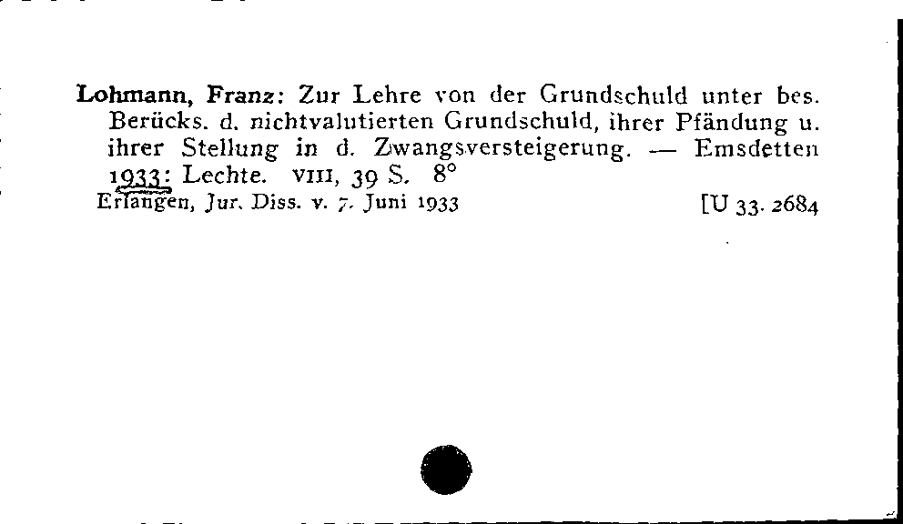 [Katalogkarte Dissertationenkatalog bis 1980]