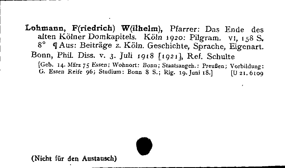 [Katalogkarte Dissertationenkatalog bis 1980]