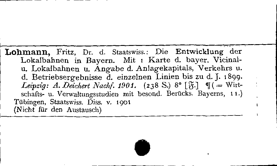 [Katalogkarte Dissertationenkatalog bis 1980]