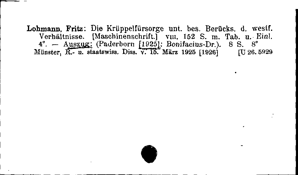 [Katalogkarte Dissertationenkatalog bis 1980]