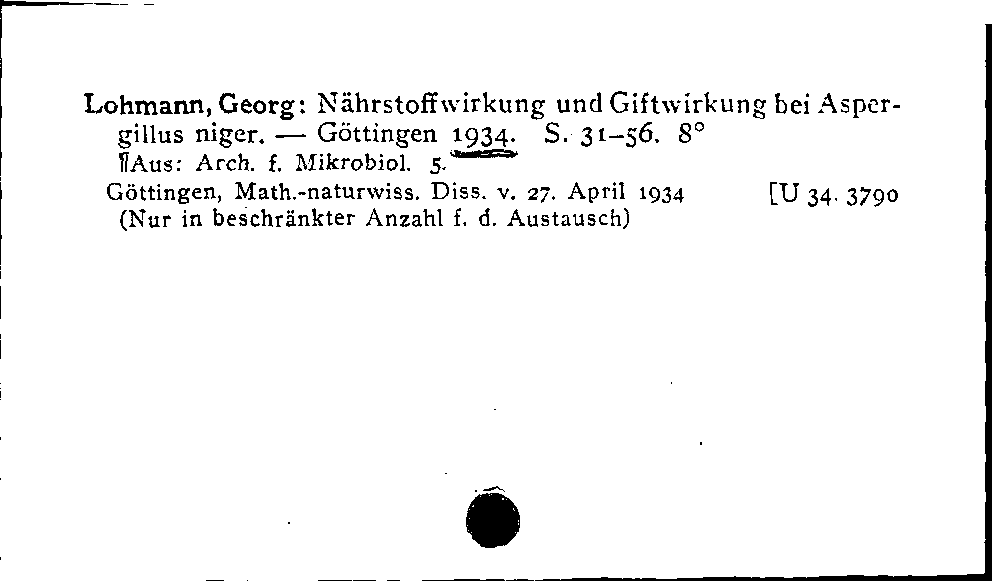 [Katalogkarte Dissertationenkatalog bis 1980]