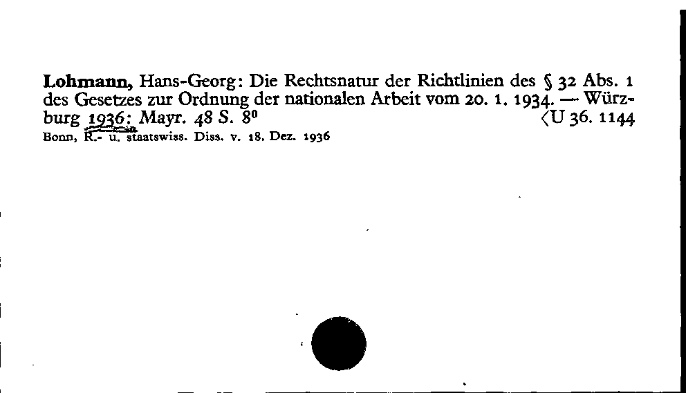 [Katalogkarte Dissertationenkatalog bis 1980]