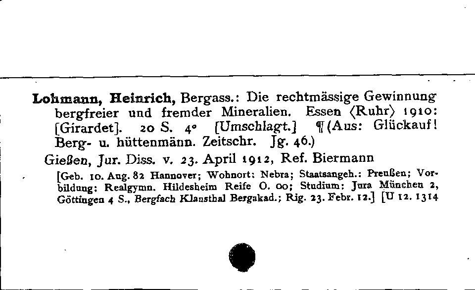 [Katalogkarte Dissertationenkatalog bis 1980]