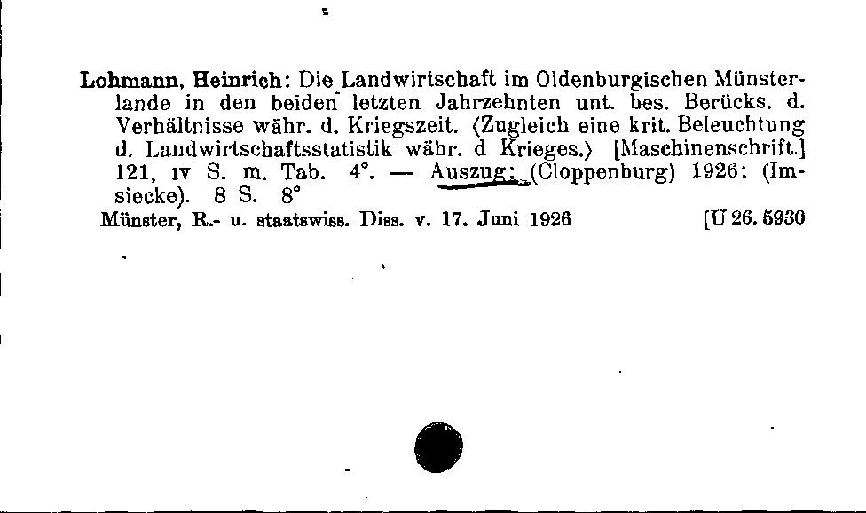 [Katalogkarte Dissertationenkatalog bis 1980]