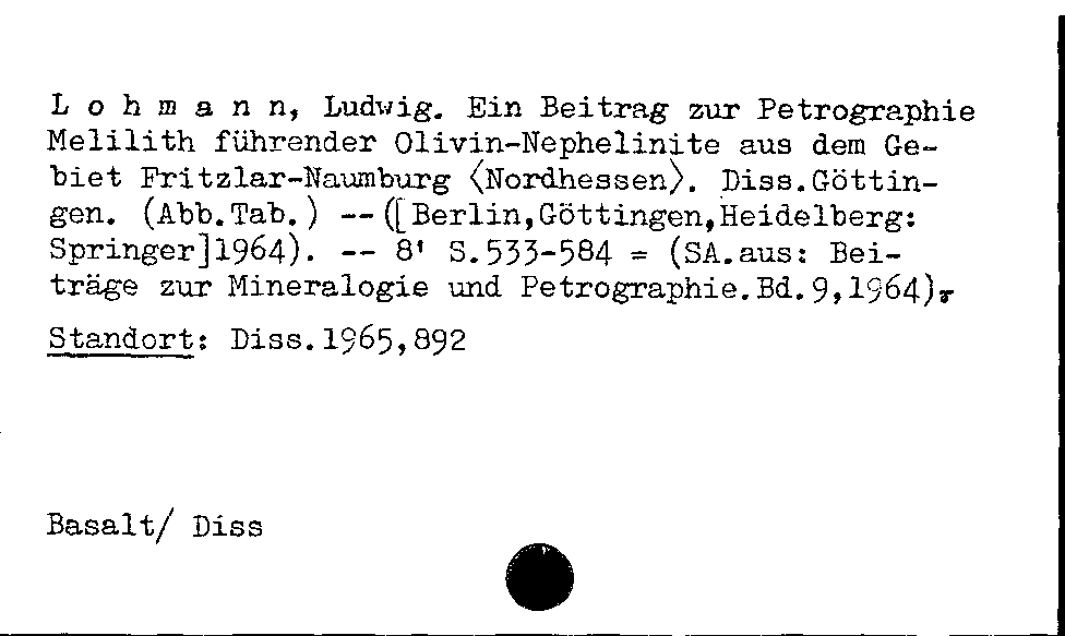 [Katalogkarte Dissertationenkatalog bis 1980]