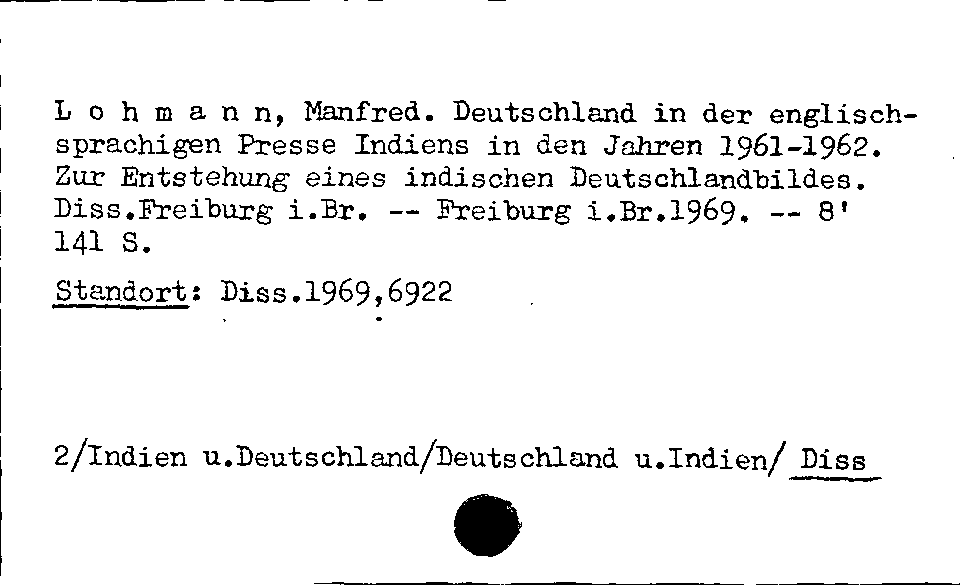 [Katalogkarte Dissertationenkatalog bis 1980]