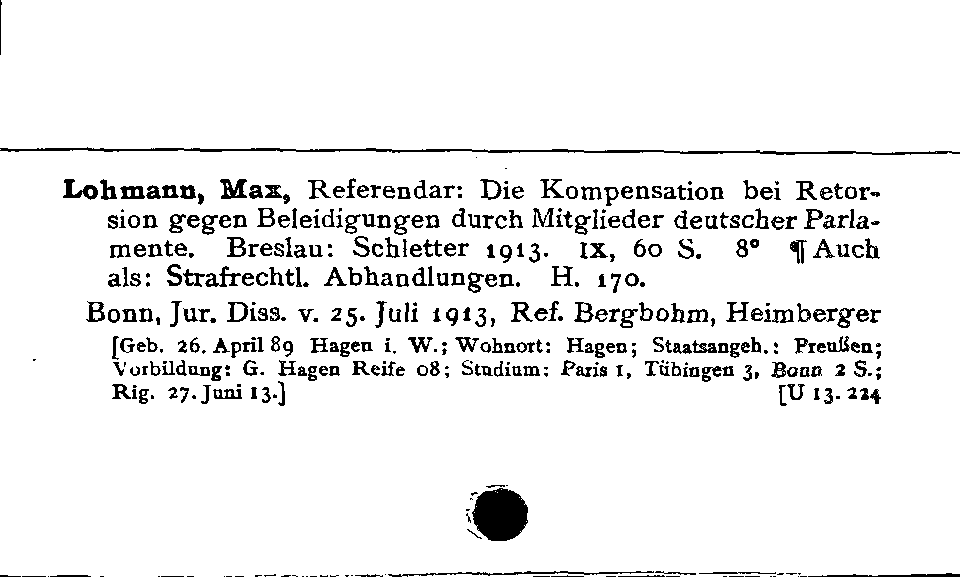 [Katalogkarte Dissertationenkatalog bis 1980]