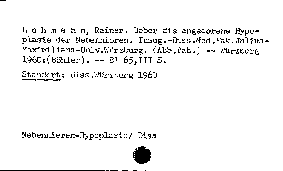 [Katalogkarte Dissertationenkatalog bis 1980]