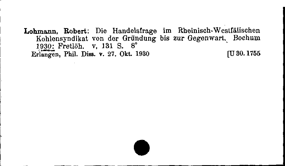 [Katalogkarte Dissertationenkatalog bis 1980]