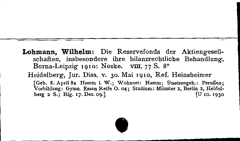 [Katalogkarte Dissertationenkatalog bis 1980]