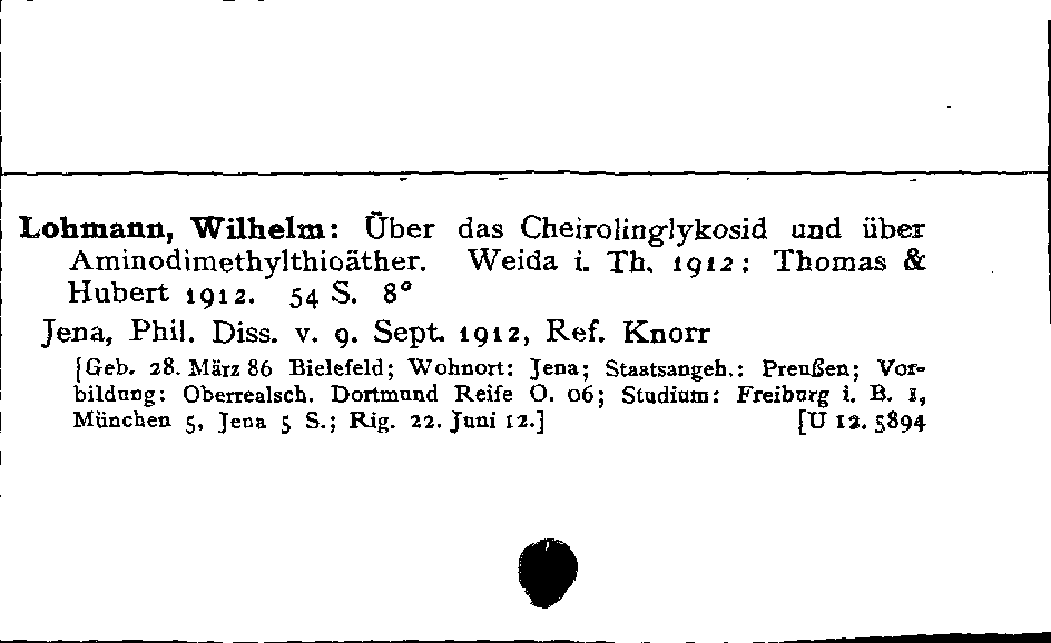 [Katalogkarte Dissertationenkatalog bis 1980]