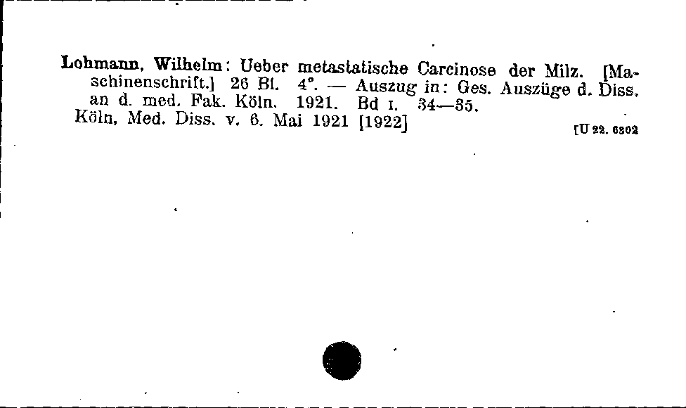 [Katalogkarte Dissertationenkatalog bis 1980]