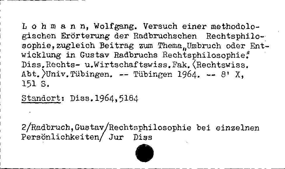 [Katalogkarte Dissertationenkatalog bis 1980]