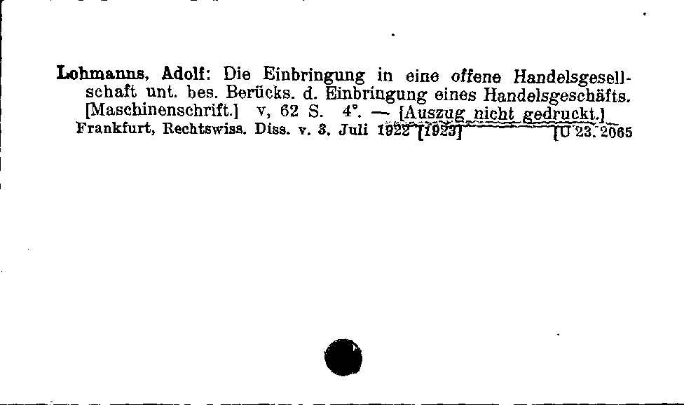 [Katalogkarte Dissertationenkatalog bis 1980]