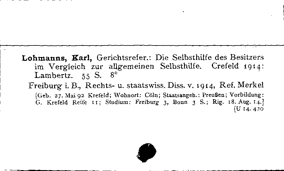 [Katalogkarte Dissertationenkatalog bis 1980]