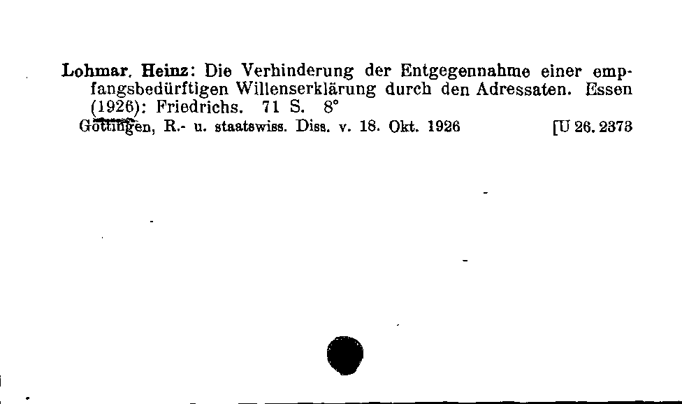 [Katalogkarte Dissertationenkatalog bis 1980]