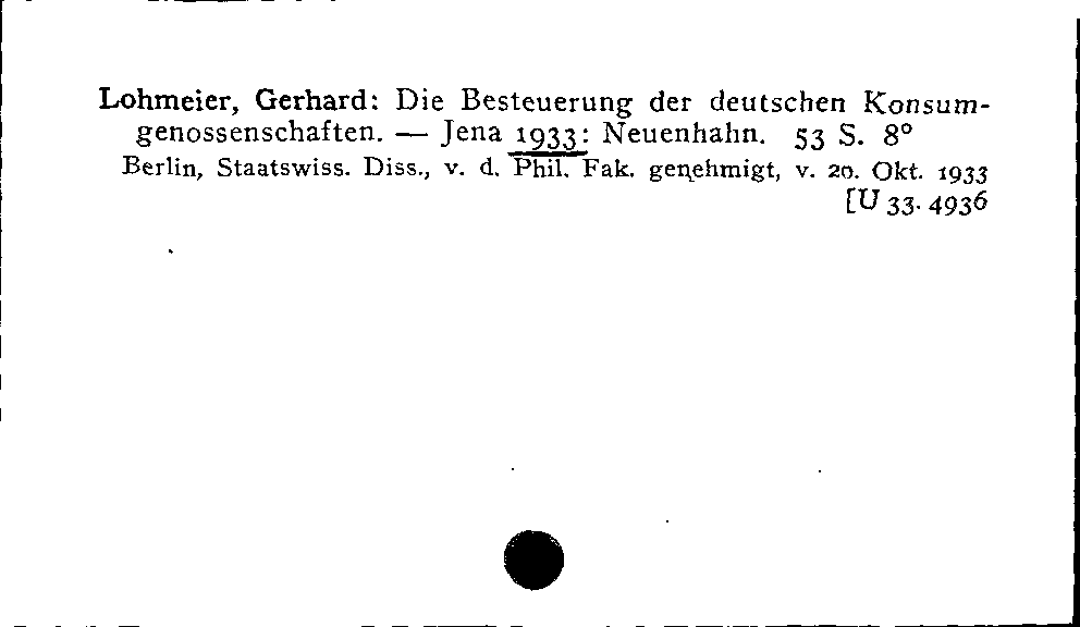 [Katalogkarte Dissertationenkatalog bis 1980]