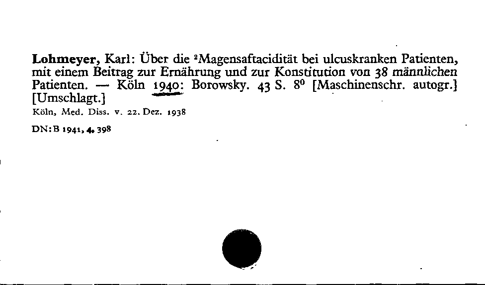 [Katalogkarte Dissertationenkatalog bis 1980]