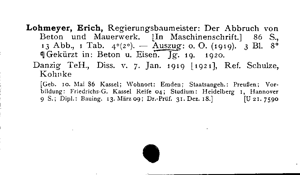 [Katalogkarte Dissertationenkatalog bis 1980]