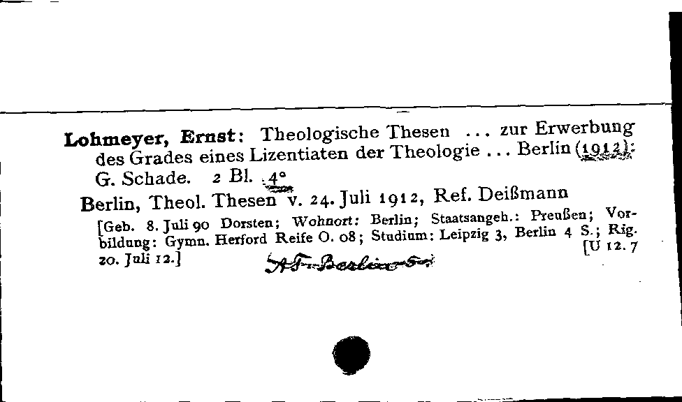 [Katalogkarte Dissertationenkatalog bis 1980]