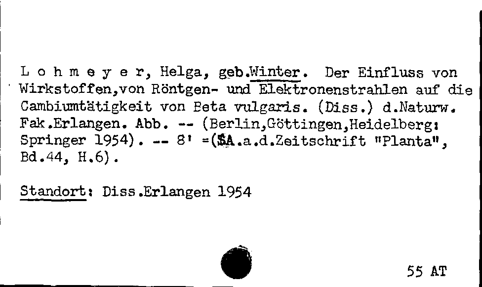 [Katalogkarte Dissertationenkatalog bis 1980]