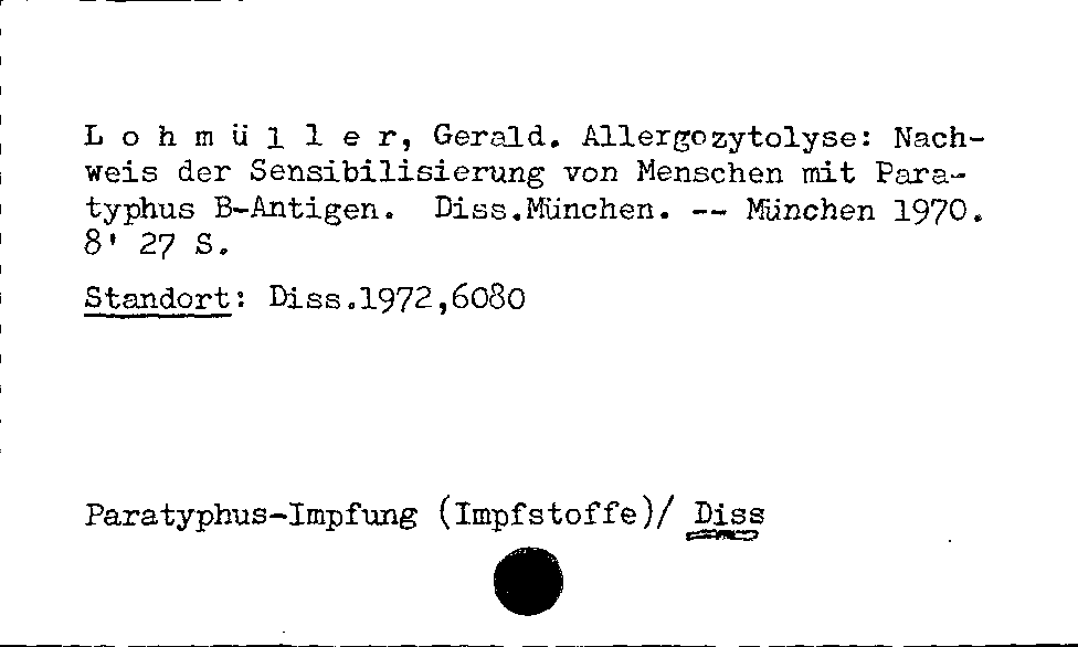 [Katalogkarte Dissertationenkatalog bis 1980]