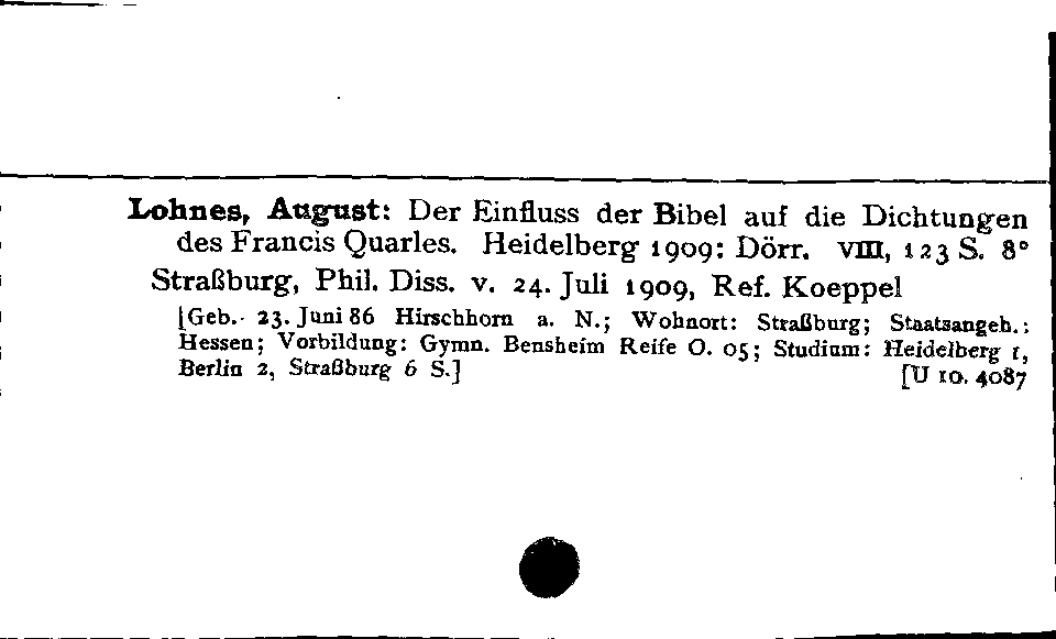 [Katalogkarte Dissertationenkatalog bis 1980]