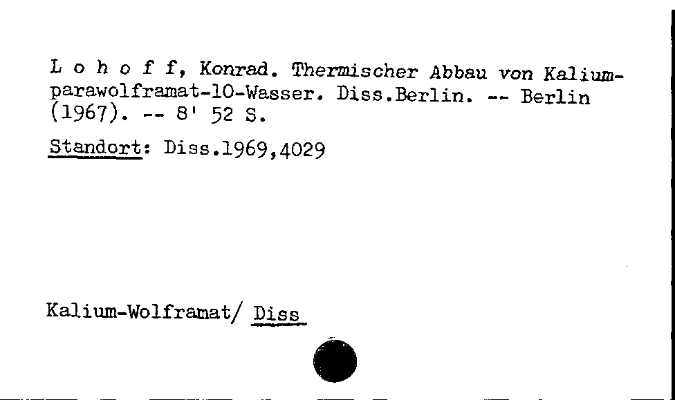 [Katalogkarte Dissertationenkatalog bis 1980]