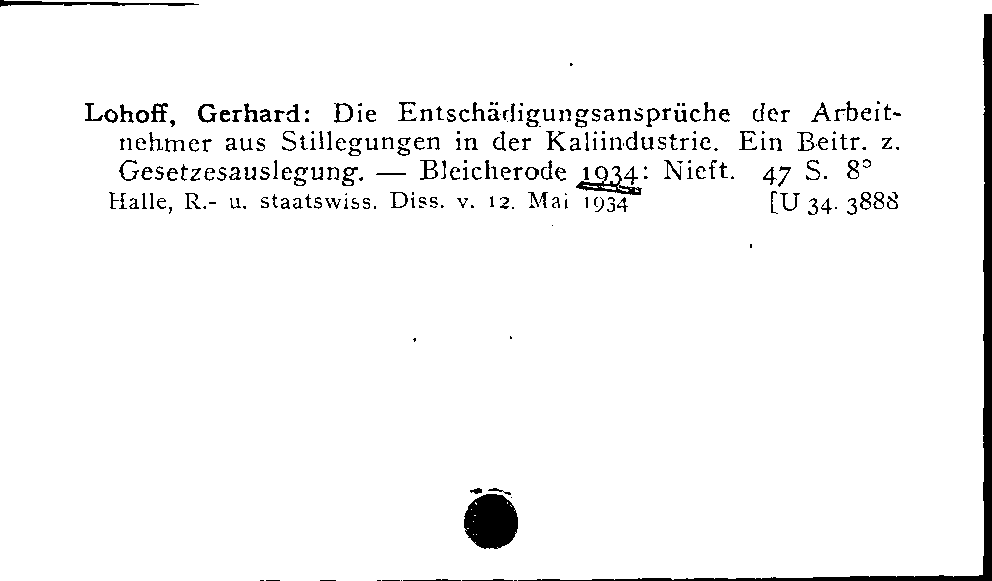 [Katalogkarte Dissertationenkatalog bis 1980]