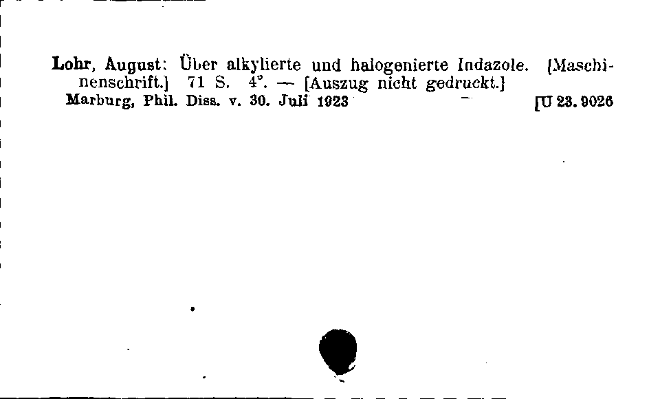 [Katalogkarte Dissertationenkatalog bis 1980]