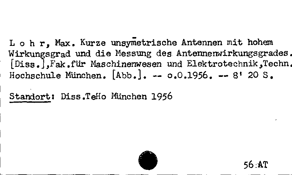 [Katalogkarte Dissertationenkatalog bis 1980]