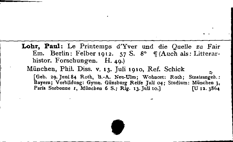 [Katalogkarte Dissertationenkatalog bis 1980]