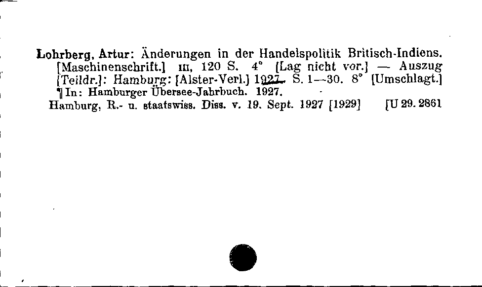 [Katalogkarte Dissertationenkatalog bis 1980]