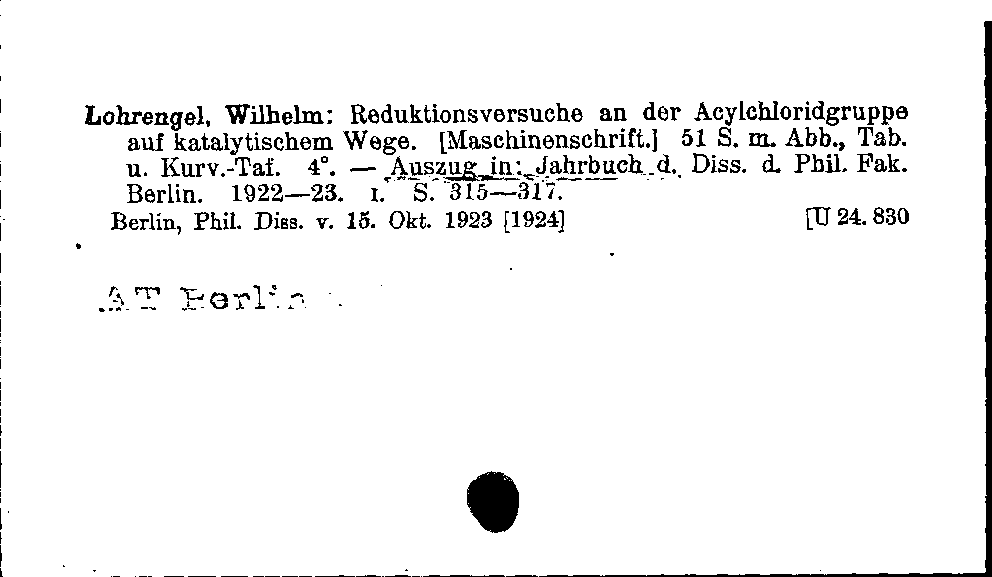 [Katalogkarte Dissertationenkatalog bis 1980]