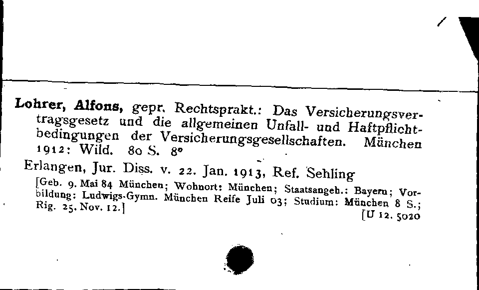 [Katalogkarte Dissertationenkatalog bis 1980]