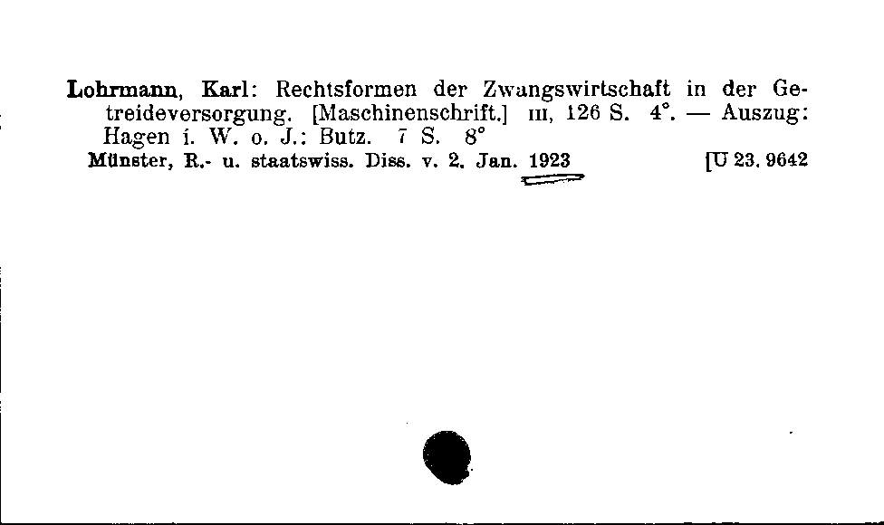 [Katalogkarte Dissertationenkatalog bis 1980]