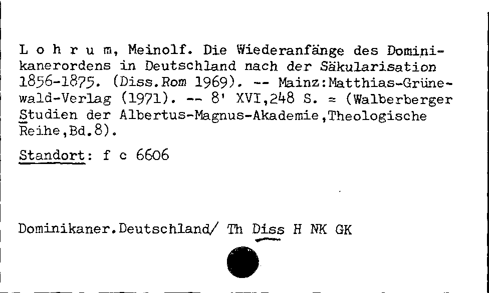 [Katalogkarte Dissertationenkatalog bis 1980]