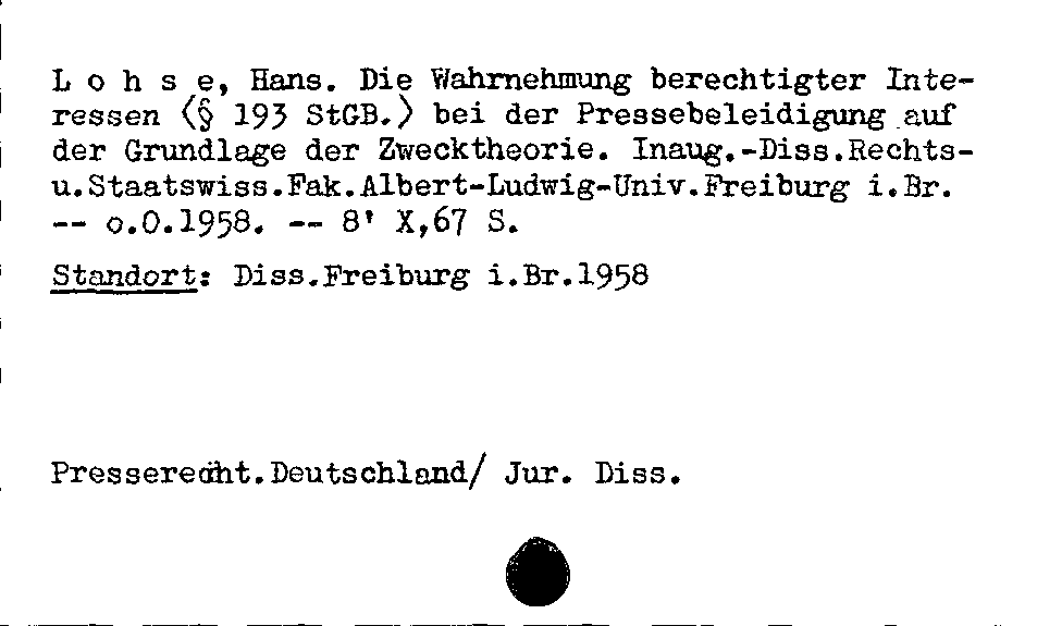 [Katalogkarte Dissertationenkatalog bis 1980]