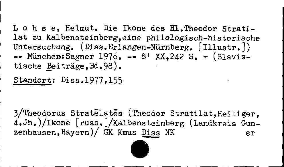 [Katalogkarte Dissertationenkatalog bis 1980]