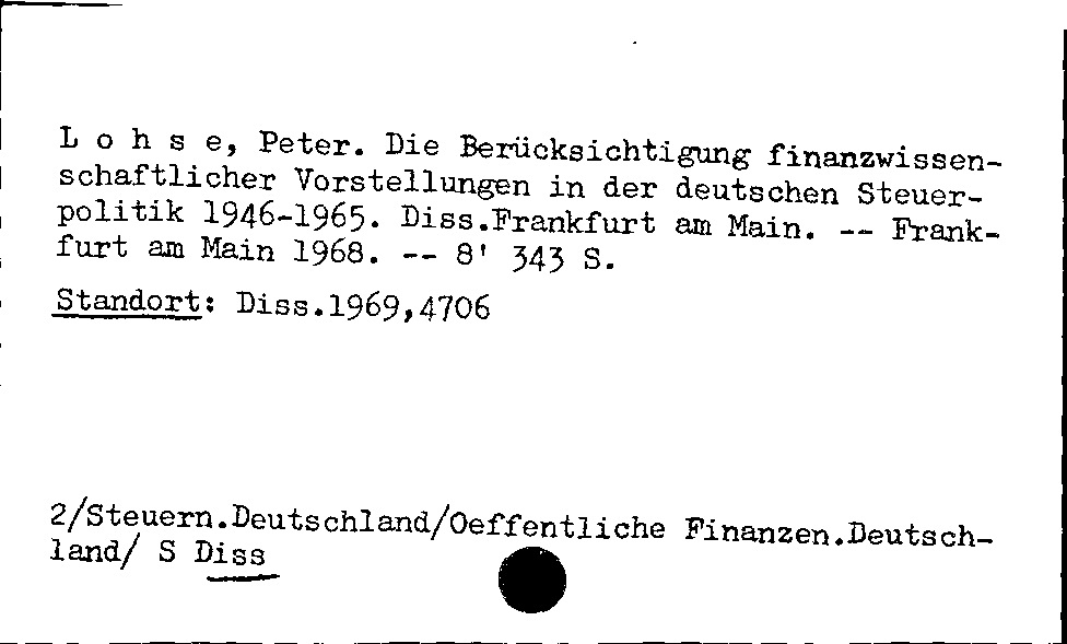 [Katalogkarte Dissertationenkatalog bis 1980]