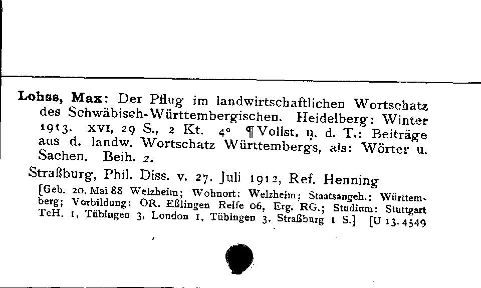 [Katalogkarte Dissertationenkatalog bis 1980]