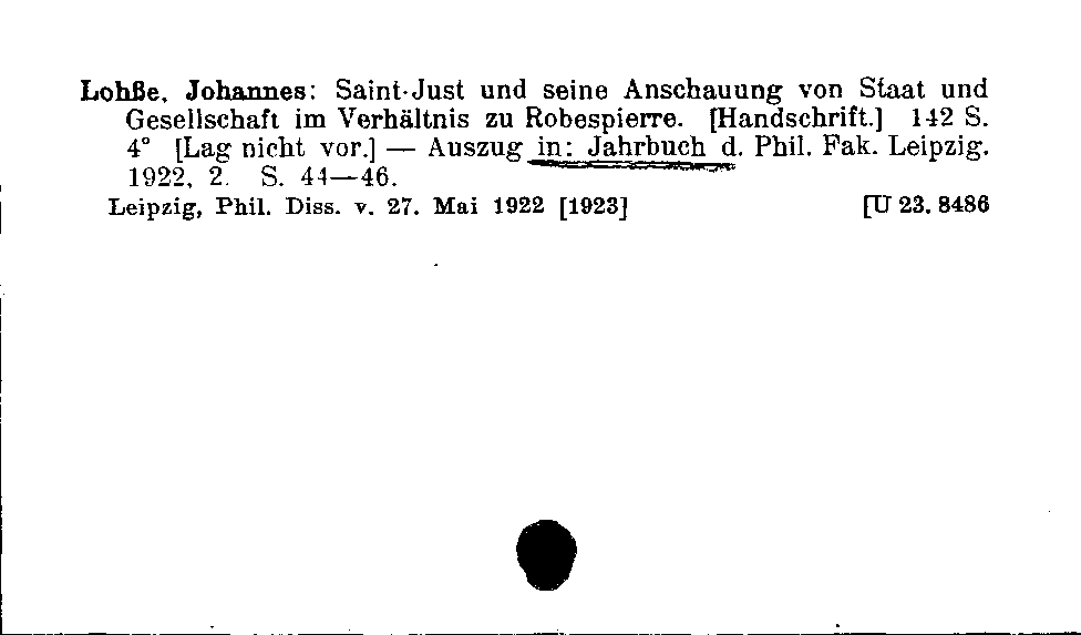 [Katalogkarte Dissertationenkatalog bis 1980]