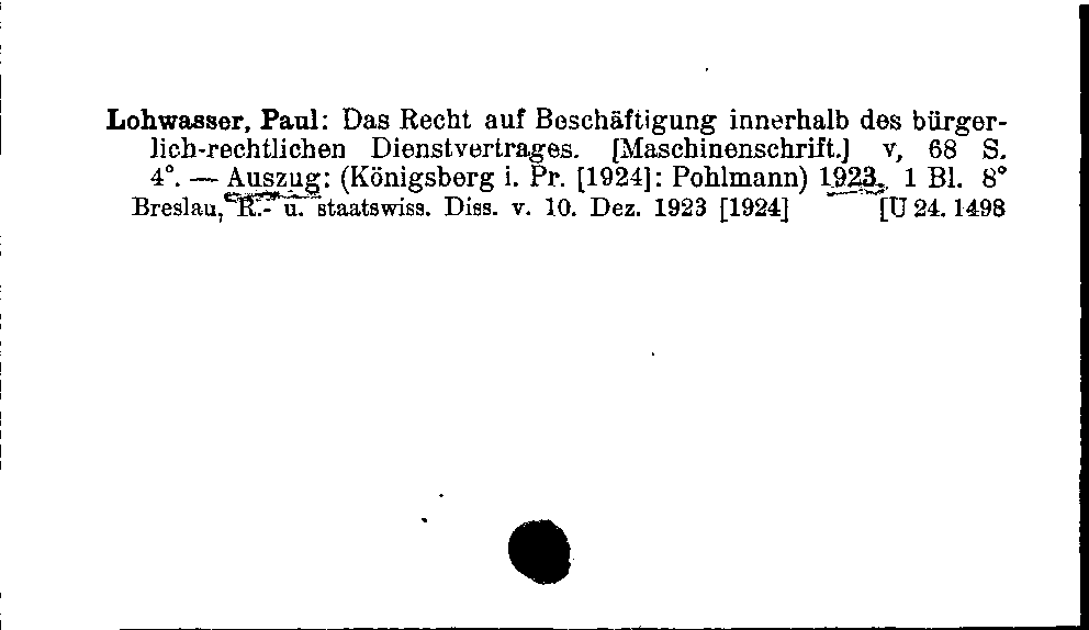 [Katalogkarte Dissertationenkatalog bis 1980]