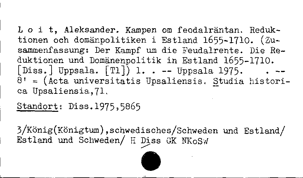 [Katalogkarte Dissertationenkatalog bis 1980]