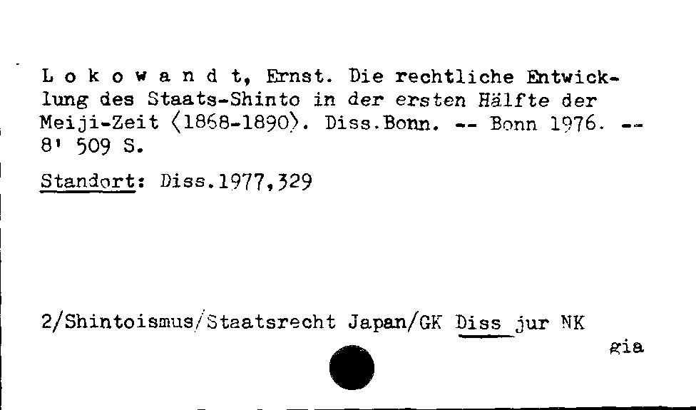 [Katalogkarte Dissertationenkatalog bis 1980]