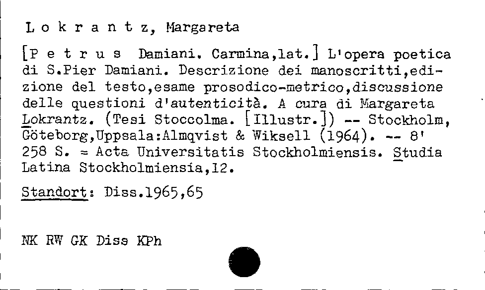 [Katalogkarte Dissertationenkatalog bis 1980]