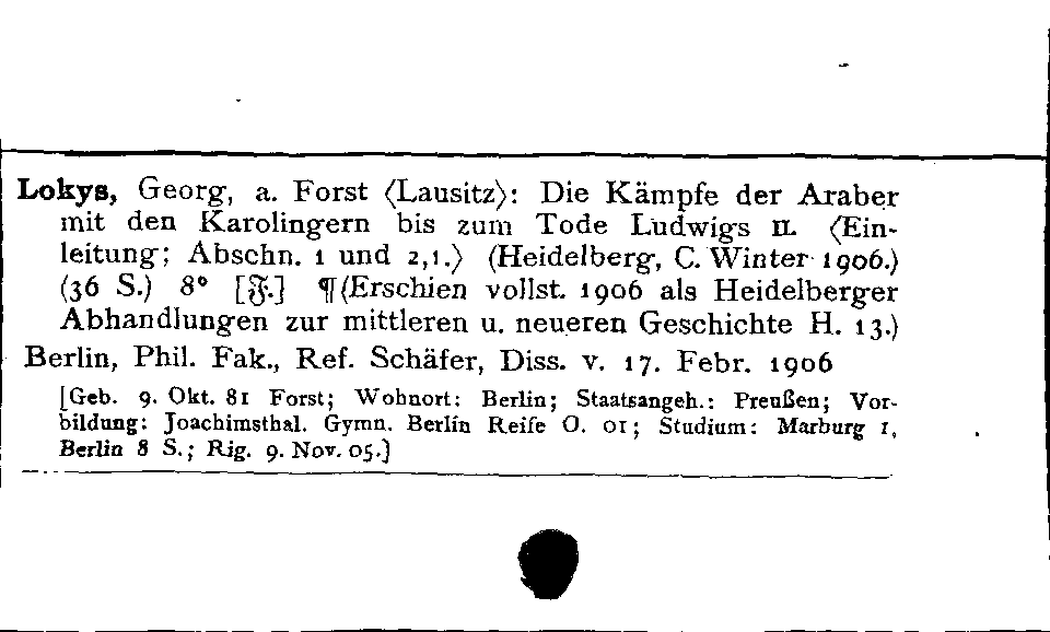 [Katalogkarte Dissertationenkatalog bis 1980]