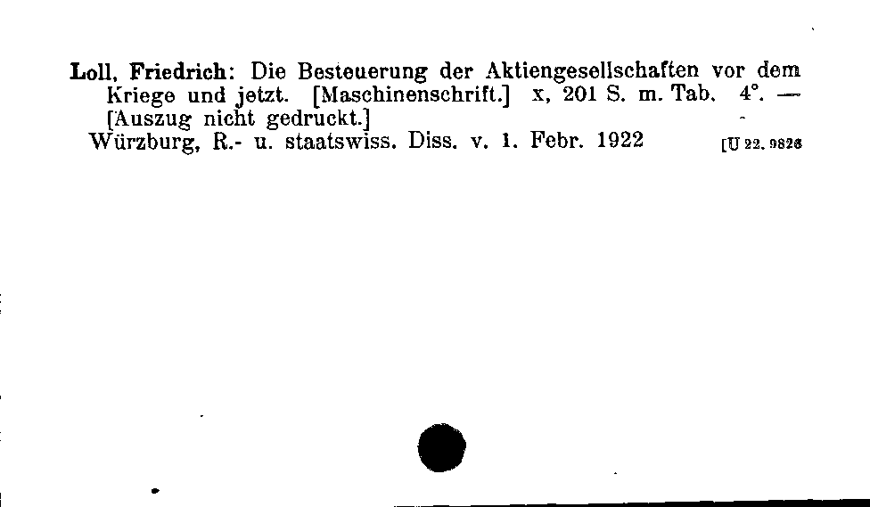 [Katalogkarte Dissertationenkatalog bis 1980]