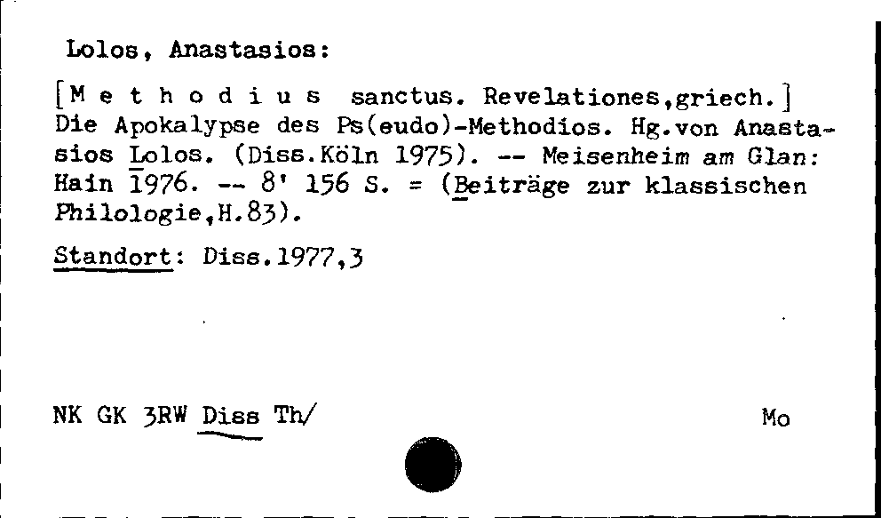 [Katalogkarte Dissertationenkatalog bis 1980]