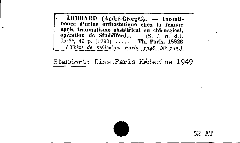 [Katalogkarte Dissertationenkatalog bis 1980]